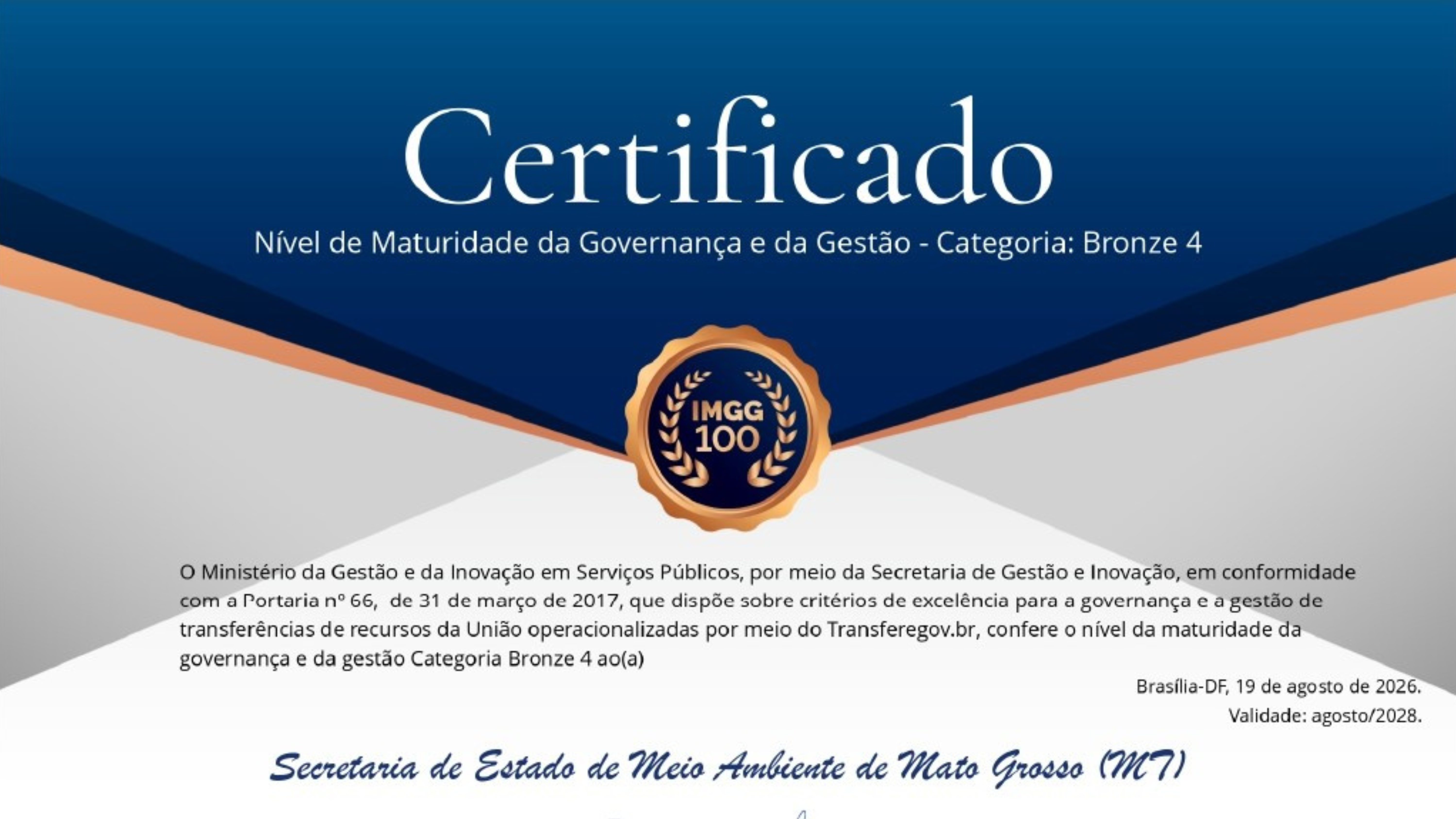 Sema conquista selo Bronze 4 em avaliação de governança e gestão